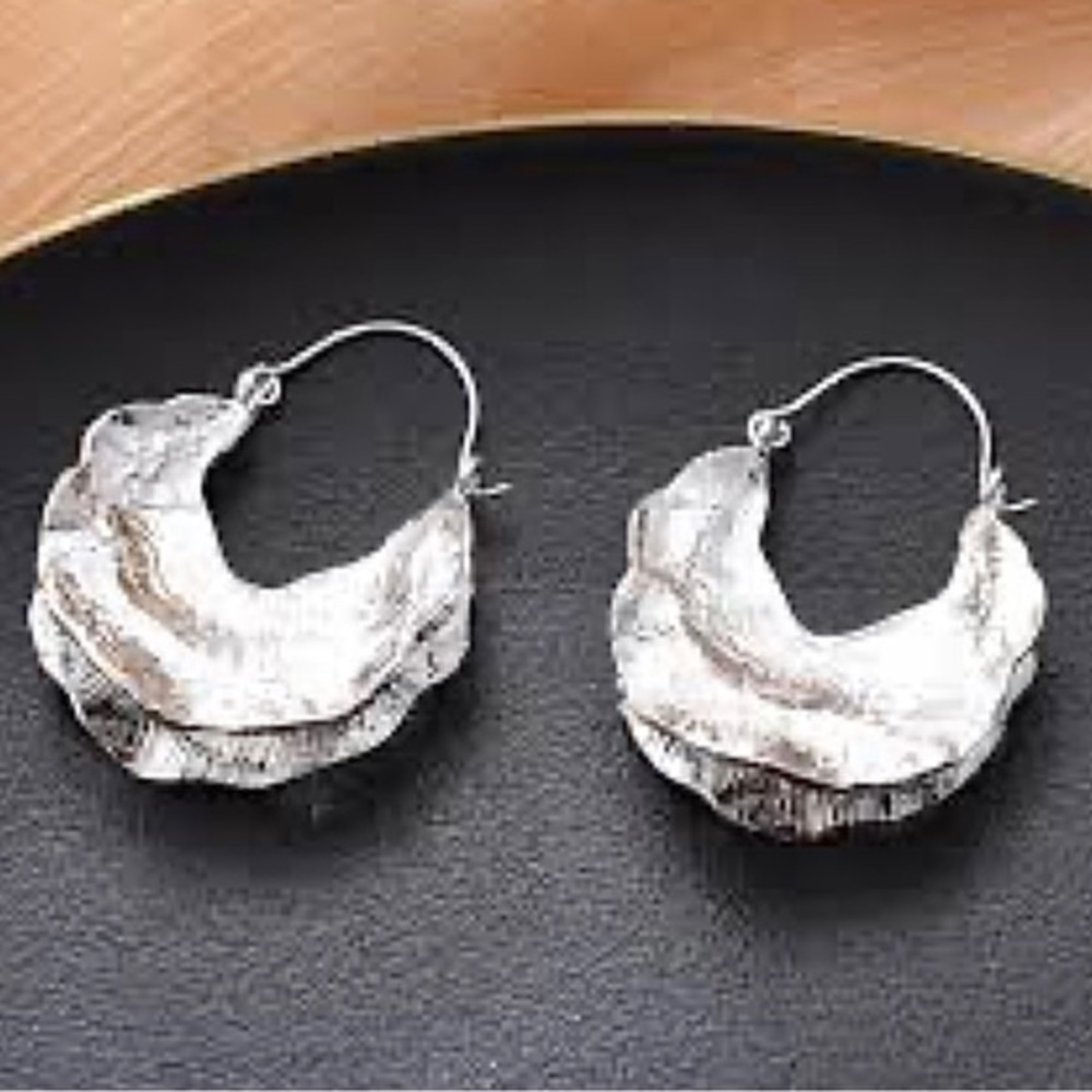 Zara Textured Crescent Earrings silver